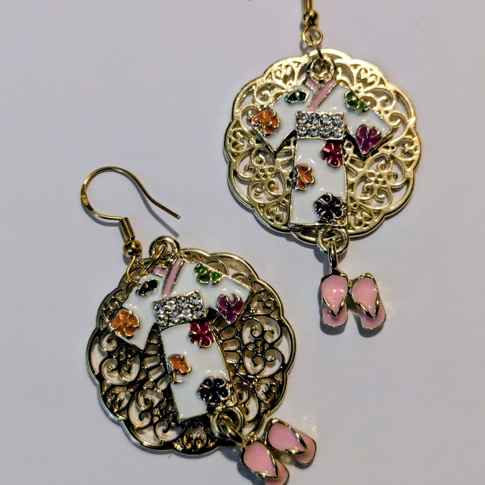 Elegant Gold and Pink Earrings